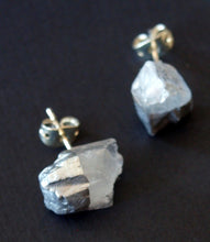 Load image into Gallery viewer, Silver &amp; Raw Quartz Chunk Earrings, Geo Earrings, Rock Stud Earrings, Crystal Earrings
