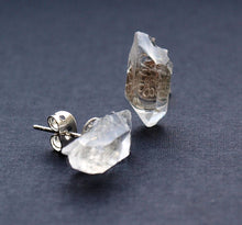Load image into Gallery viewer, Raw Quartz Chunk Earrings, Geo Earrings, Rock Stud Earrings, Crystal Earrings
